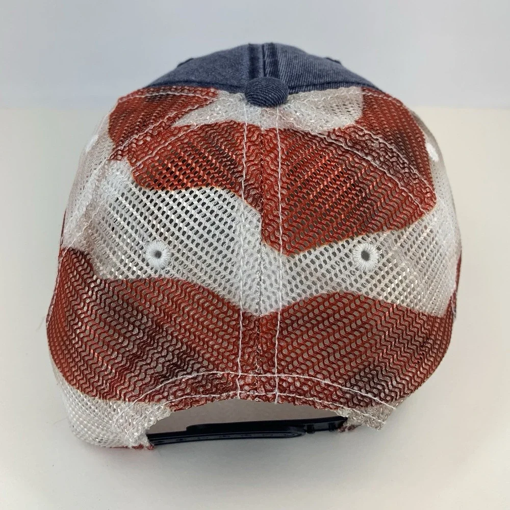 Oklahoma Sooners OU Hat Denim Flag Mesh Snapback Baseball Cap TOW STAIN